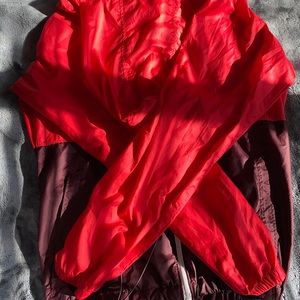 Red burgundy color block Columbia Windbreaker